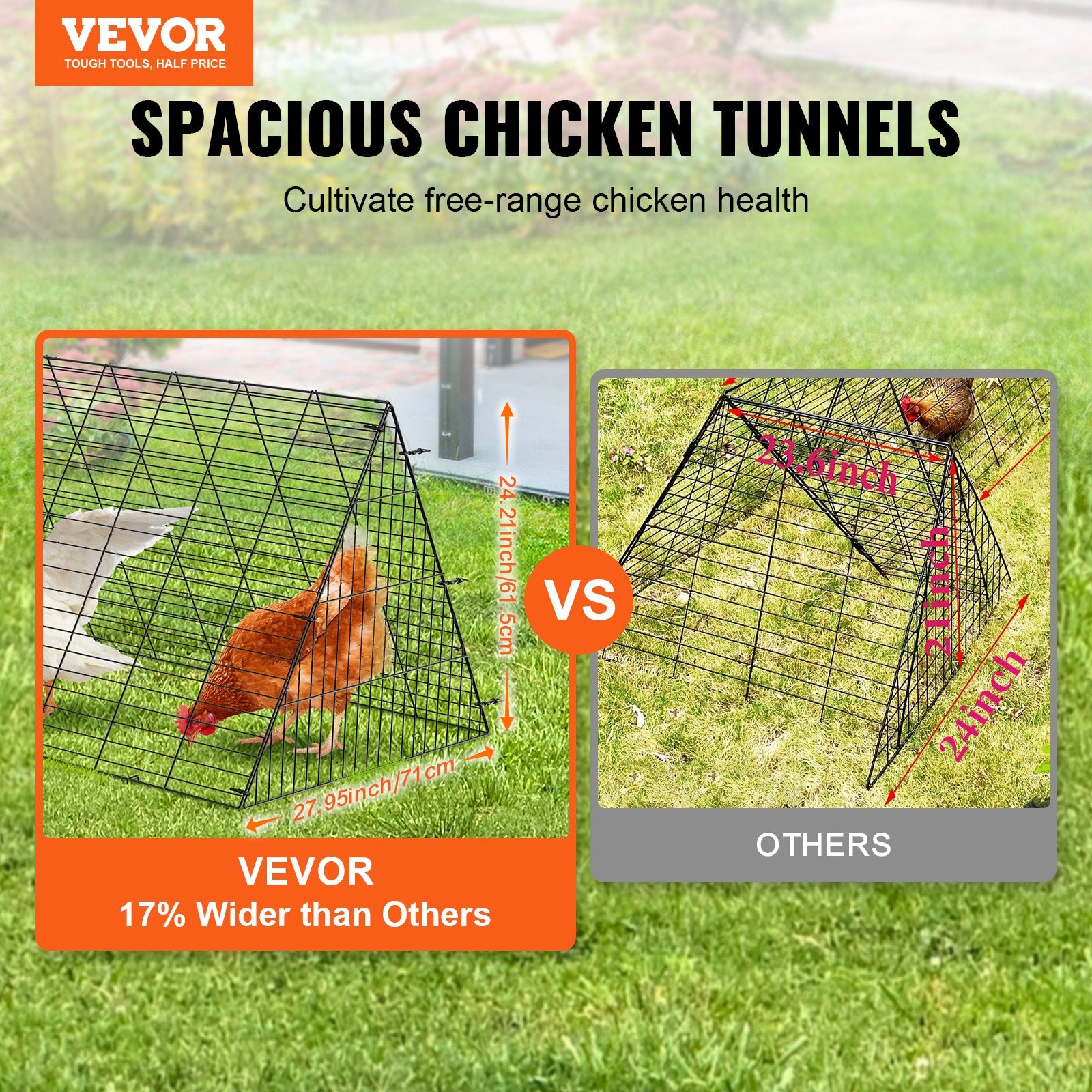 Chicken Tunnels, 729 x 200 x 61.5cm(LxWxH) Chicken Tunnels for Yard, Portable Chicken Tunnels for Outside V952-YJSD2TDGJKJ0DH00FV0