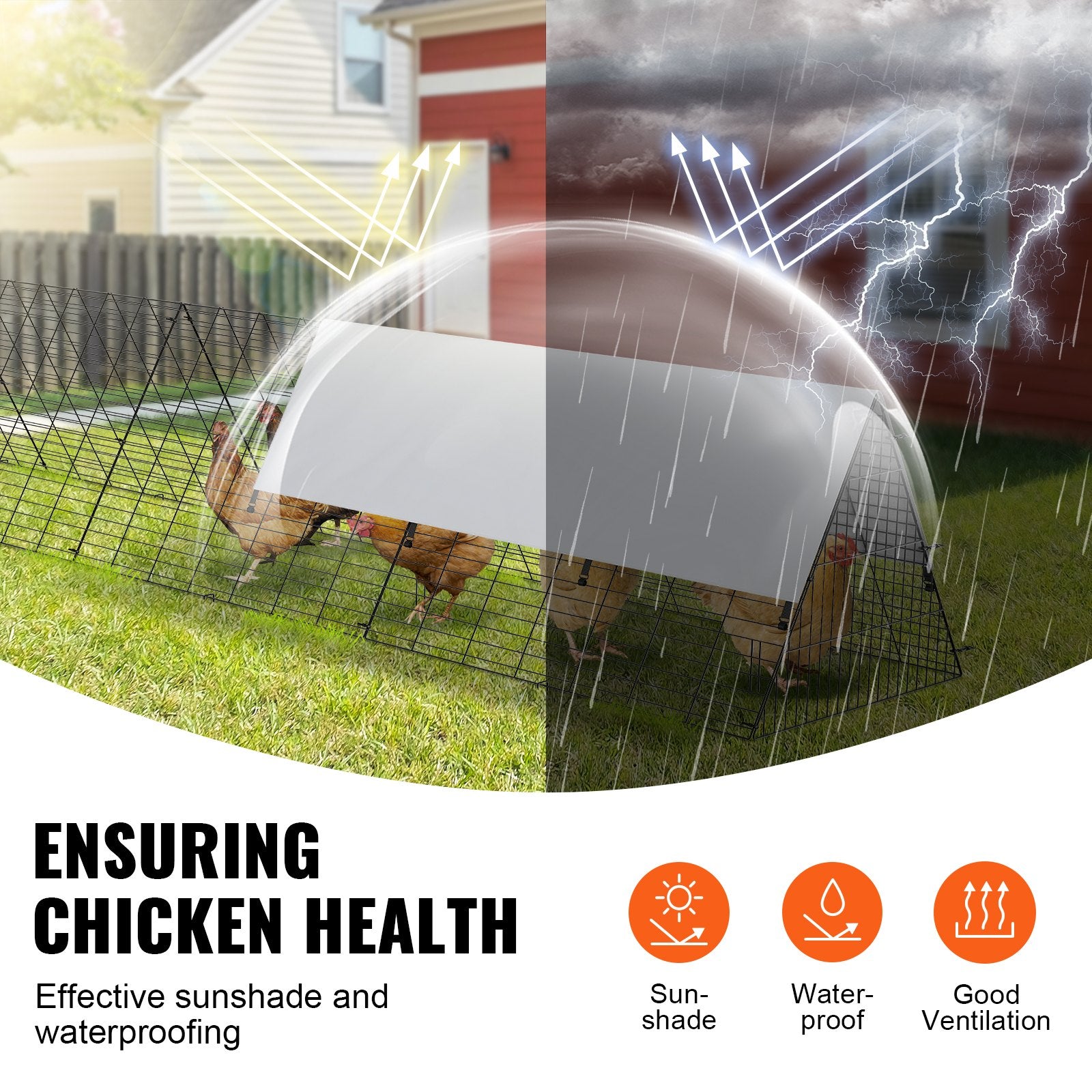 Chicken Tunnels, 729 x 200 x 61.5cm(LxWxH) Chicken Tunnels for Yard, Portable Chicken Tunnels for Outside V952-YJSD2TDGJKJ0DH00FV0