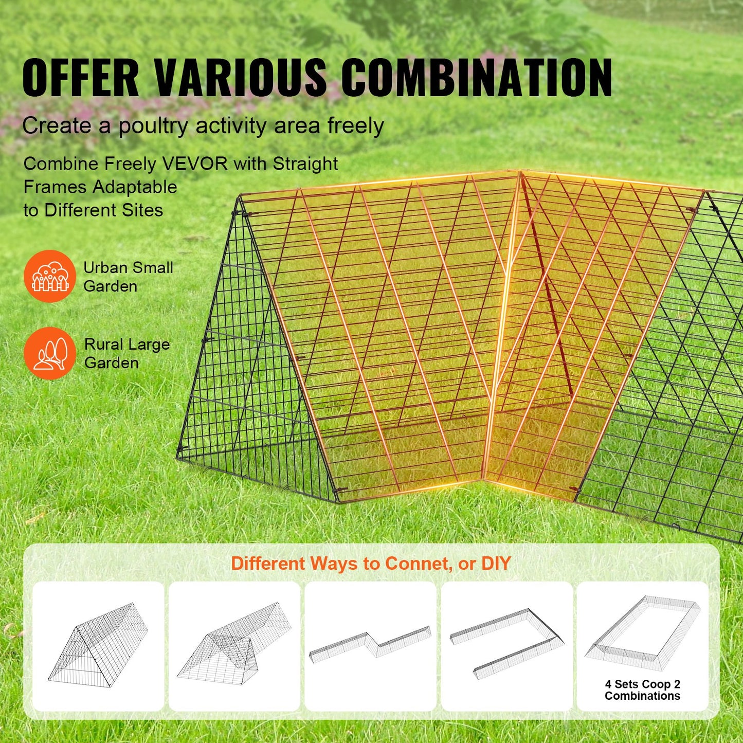 Chicken Tunnels, 729 x 200 x 61.5cm(LxWxH) Chicken Tunnels for Yard, Portable Chicken Tunnels for Outside V952-YJSD2TDGJKJ0DH00FV0