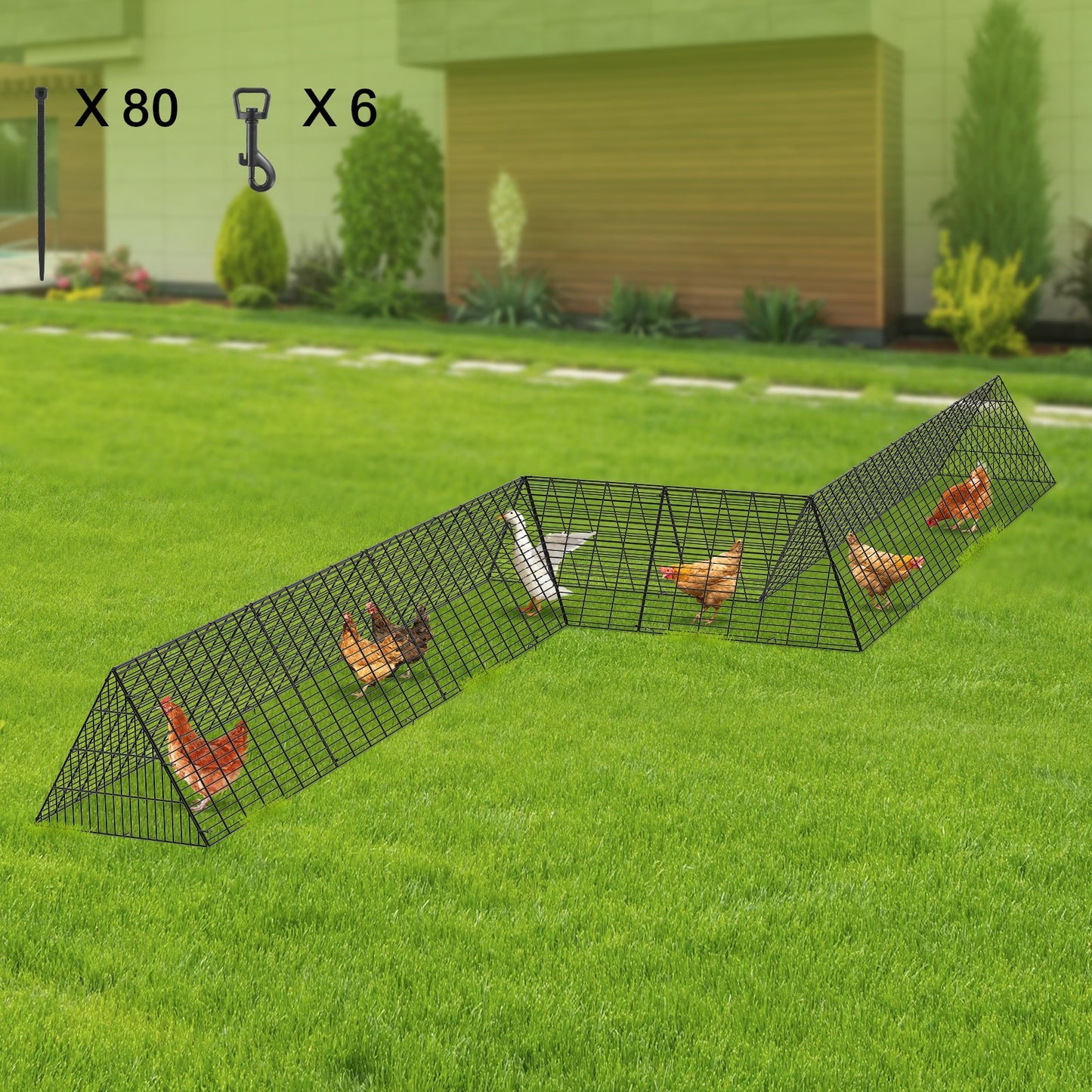 Chicken Tunnels, 729 x 200 x 61.5cm(LxWxH) Chicken Tunnels for Yard, Portable Chicken Tunnels for Outside V952-YJSD2TDGJKJ0DH00FV0