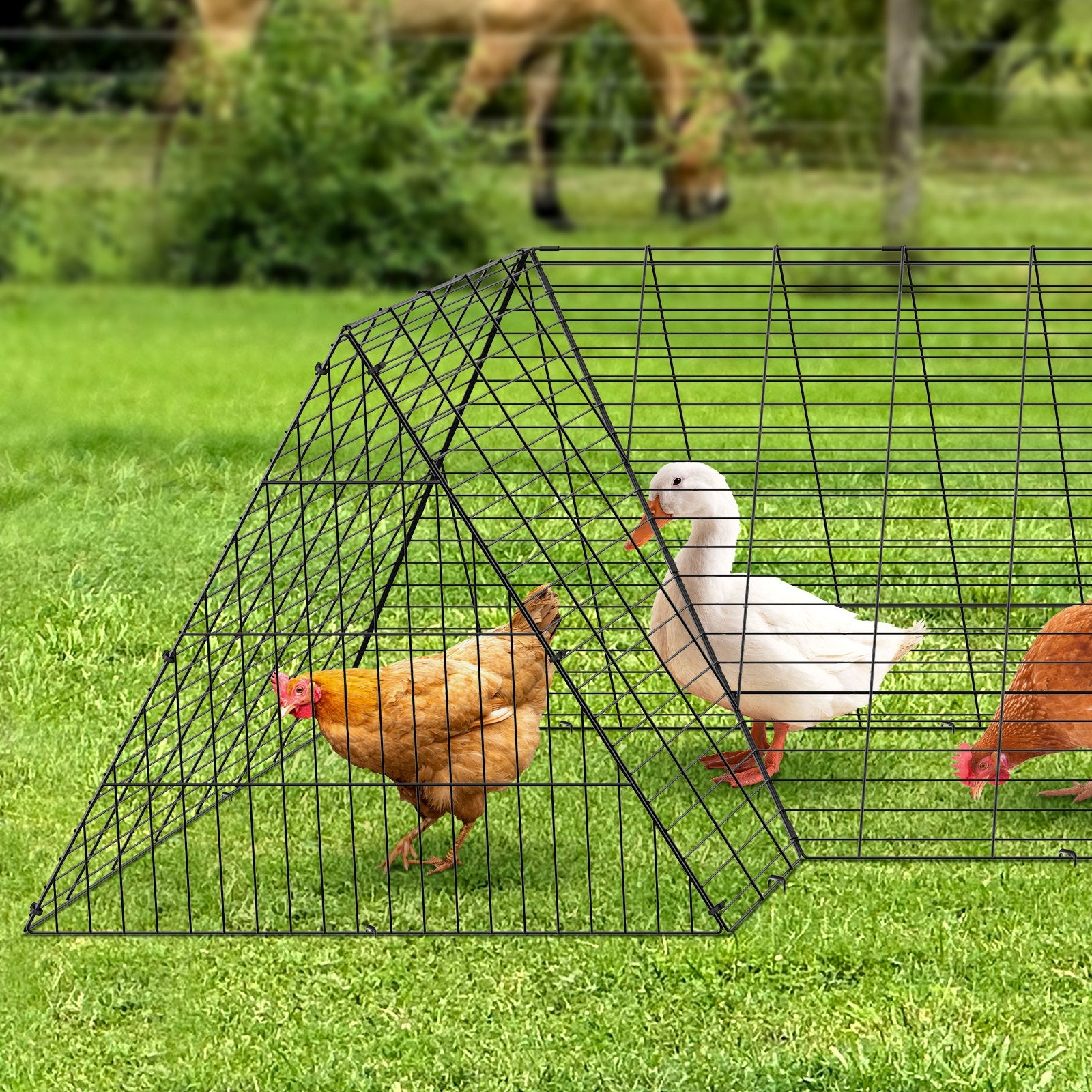 Chicken Tunnels, 400x100x61.5 cm(LxWxH) Chicken Tunnels for Yard, Portable Chicken Tunnels for Outside with V952-YJSDDGJKJ000QX9MSV0