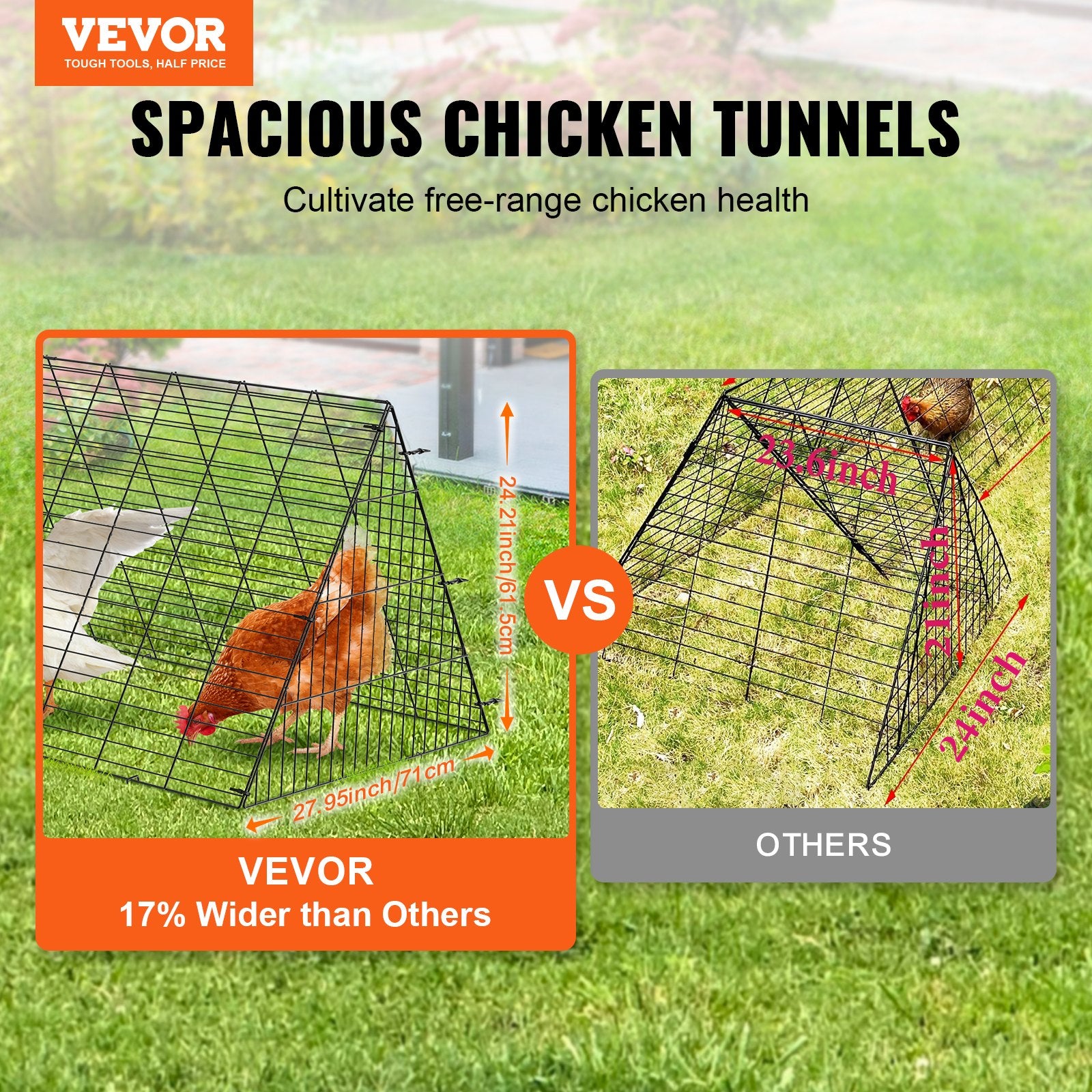 Chicken Tunnels, 400x100x61.5 cm(LxWxH) Chicken Tunnels for Yard, Portable Chicken Tunnels for Outside with V952-YJSDDGJKJ000QX9MSV0