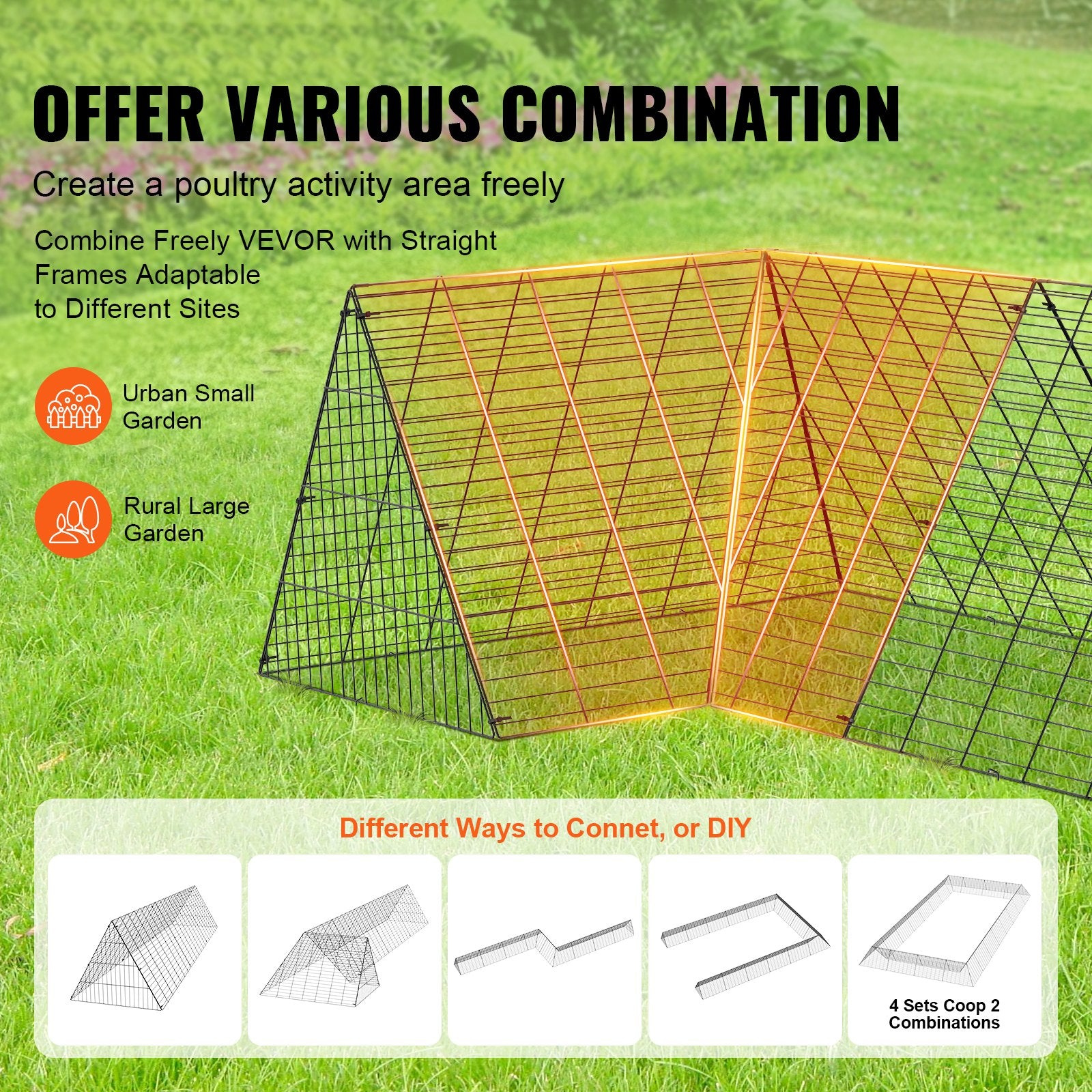 Chicken Tunnels, 400x100x61.5 cm(LxWxH) Chicken Tunnels for Yard, Portable Chicken Tunnels for Outside with V952-YJSDDGJKJ000QX9MSV0
