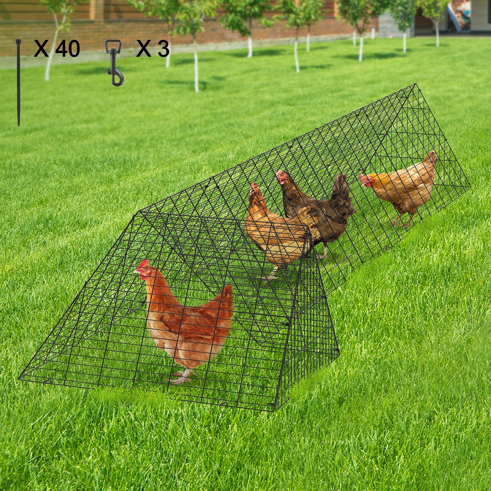 Chicken Tunnels, 400x100x61.5 cm(LxWxH) Chicken Tunnels for Yard, Portable Chicken Tunnels for Outside with V952-YJSDDGJKJ000QX9MSV0
