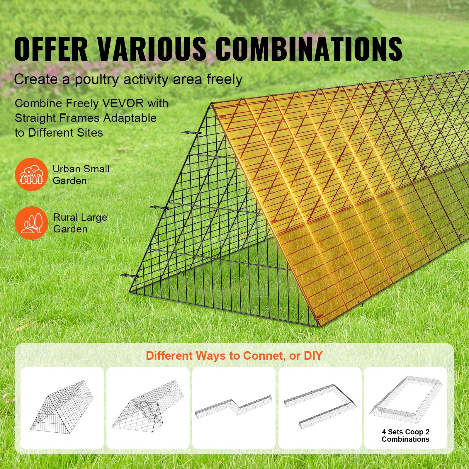 Chicken Tunnels, 300 x 71 x 61.5cm (LxWxH) Chicken Tunnels for Yard, Portable Chicken Tunnels for Outside V952-YJSDZXK00000V3S9IV0