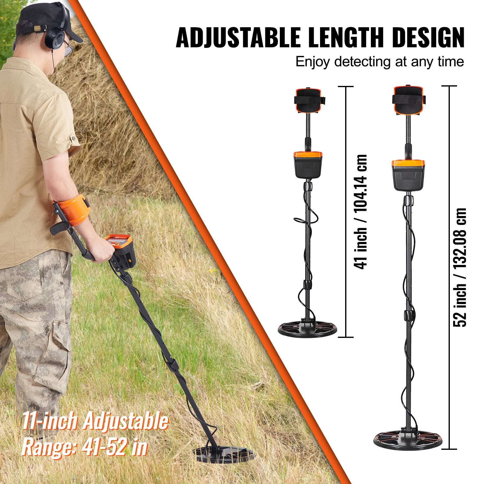 Metal Detector for Adults&Kids, 250mm, Professional Adjustable Higher Accuracy Gold Detector, IP68 Waterproof V952-YJSJSTCQ10510KDE7V0