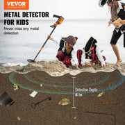 Metal Detector for Kids, 150mm, Waterproof Search Coil with LCD Display, Adjustable 660.4-914.4 mm Gold V952-YJSJSTCQYC62692CKV0