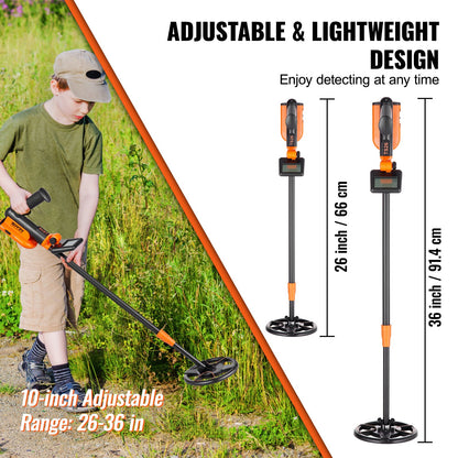 Metal Detector for Kids, 150mm, Waterproof Search Coil with LCD Display, Adjustable 660.4-914.4 mm Gold V952-YJSJSTCQYC62692CKV0