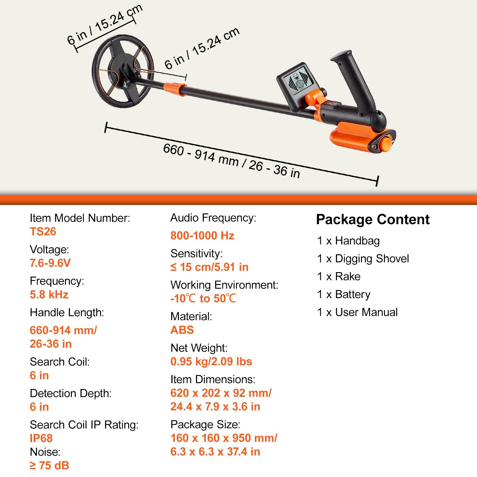 Metal Detector for Kids, 150mm, Waterproof Search Coil with LCD Display, Adjustable 660.4-914.4 mm Gold V952-YJSJSTCQYC62692CKV0