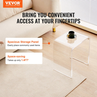 Acrylic End Table, C-Shaped Lucite Side Table, Clear Acrylic Side Table for Drink, Food, Snack used in Living V952-YKLBZXTMSDGZUGWAPV0
