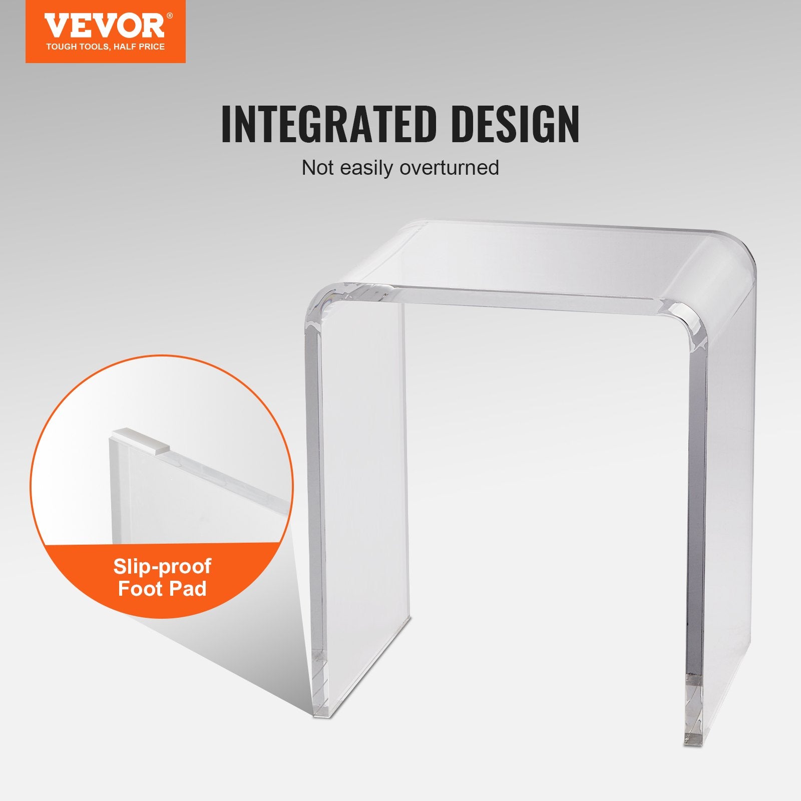 Acrylic End Table, C-Shaped Lucite Side Table, Clear Acrylic Side Table for Drink, Food, Snack used in Living V952-YKLBZXTMSDGZUGWAPV0