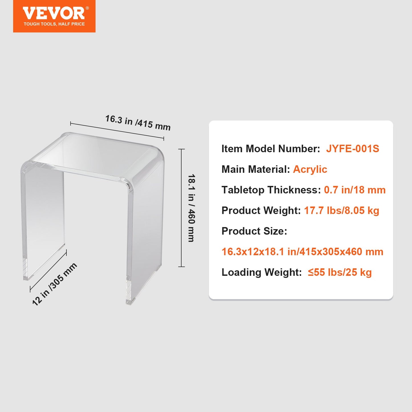Acrylic End Table, C-Shaped Lucite Side Table, Clear Acrylic Side Table for Drink, Food, Snack used in Living V952-YKLBZXTMSDGZUGWAPV0