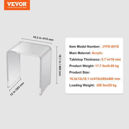 Acrylic End Table, C-Shaped Lucite Side Table, Clear Acrylic Side Table for Drink, Food, Snack used in Living V952-YKLBZXTMSDGZUGWAPV0
