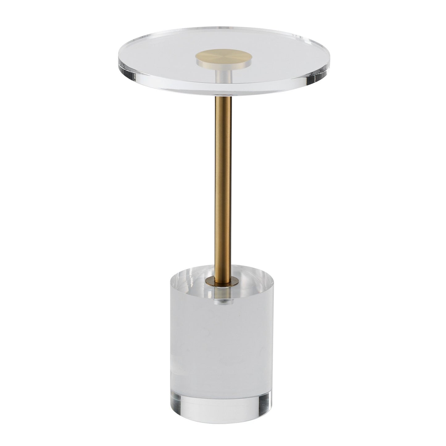 Clear Acrylic End Table, Acrylic Side Table with a Solid Base, 11.9 x 11.9 inch Round Tabletop, 21.4 inch V952-YKLBZYXTMSDGZLXAPV0