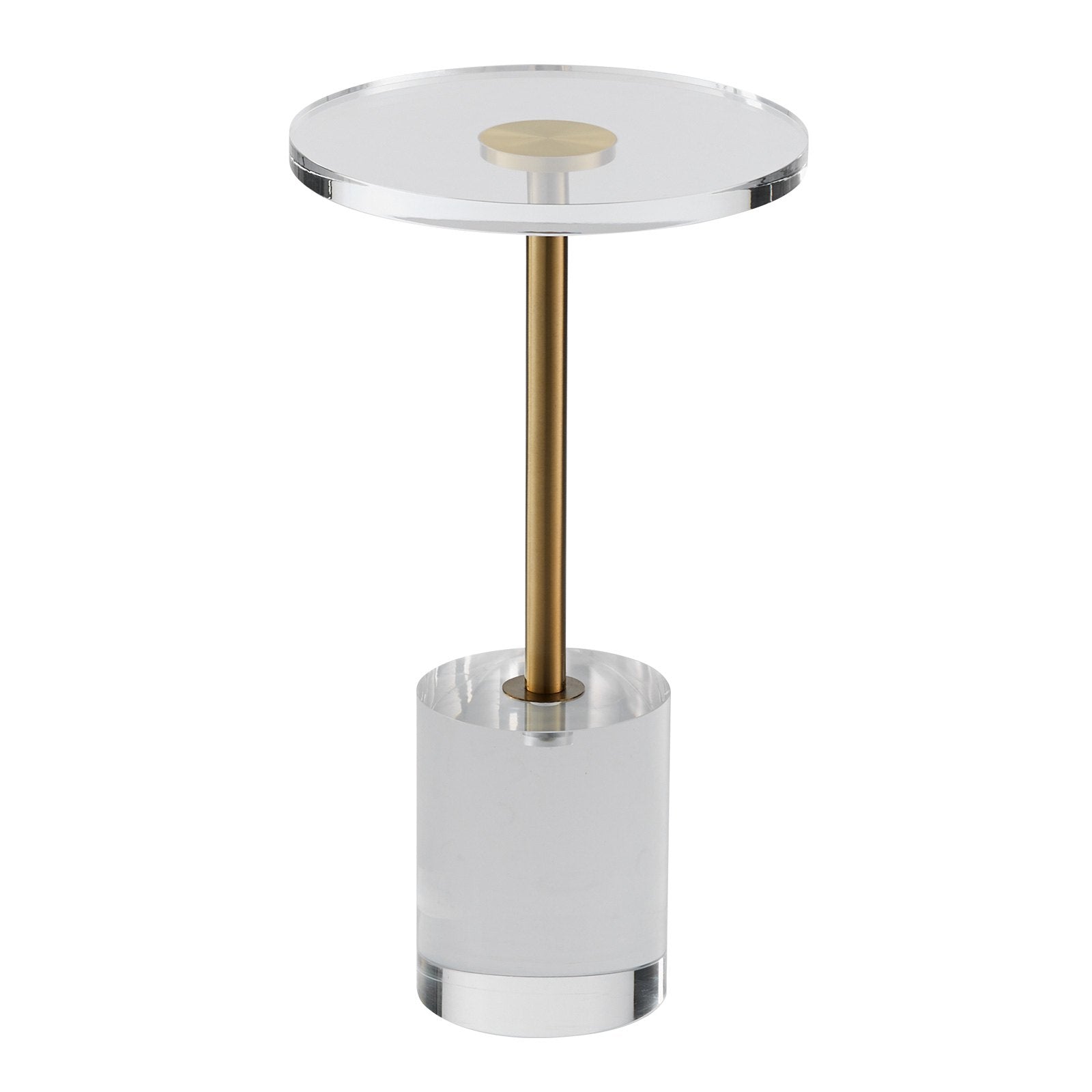 Clear Acrylic End Table, Acrylic Side Table with a Solid Base, 11.9 x 11.9 inch Round Tabletop, 21.4 inch V952-YKLBZYXTMSDGZLXAPV0