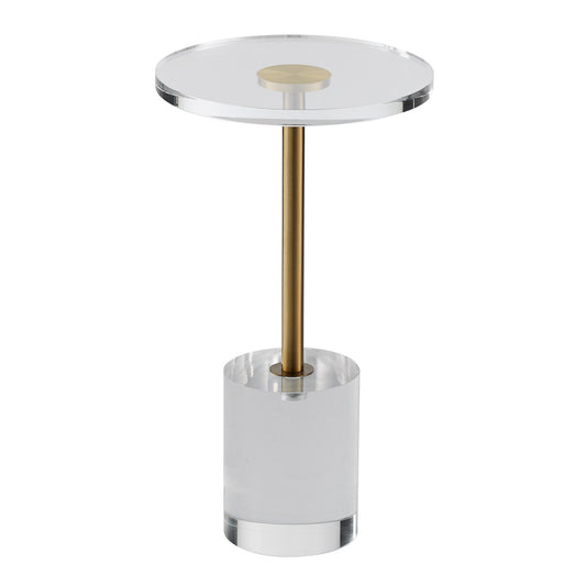 Clear Acrylic End Table, Acrylic Side Table with a Solid Base, 11.9 x 11.9 inch Round Tabletop, 21.4 inch V952-YKLBZYXTMSDGZLXAPV0