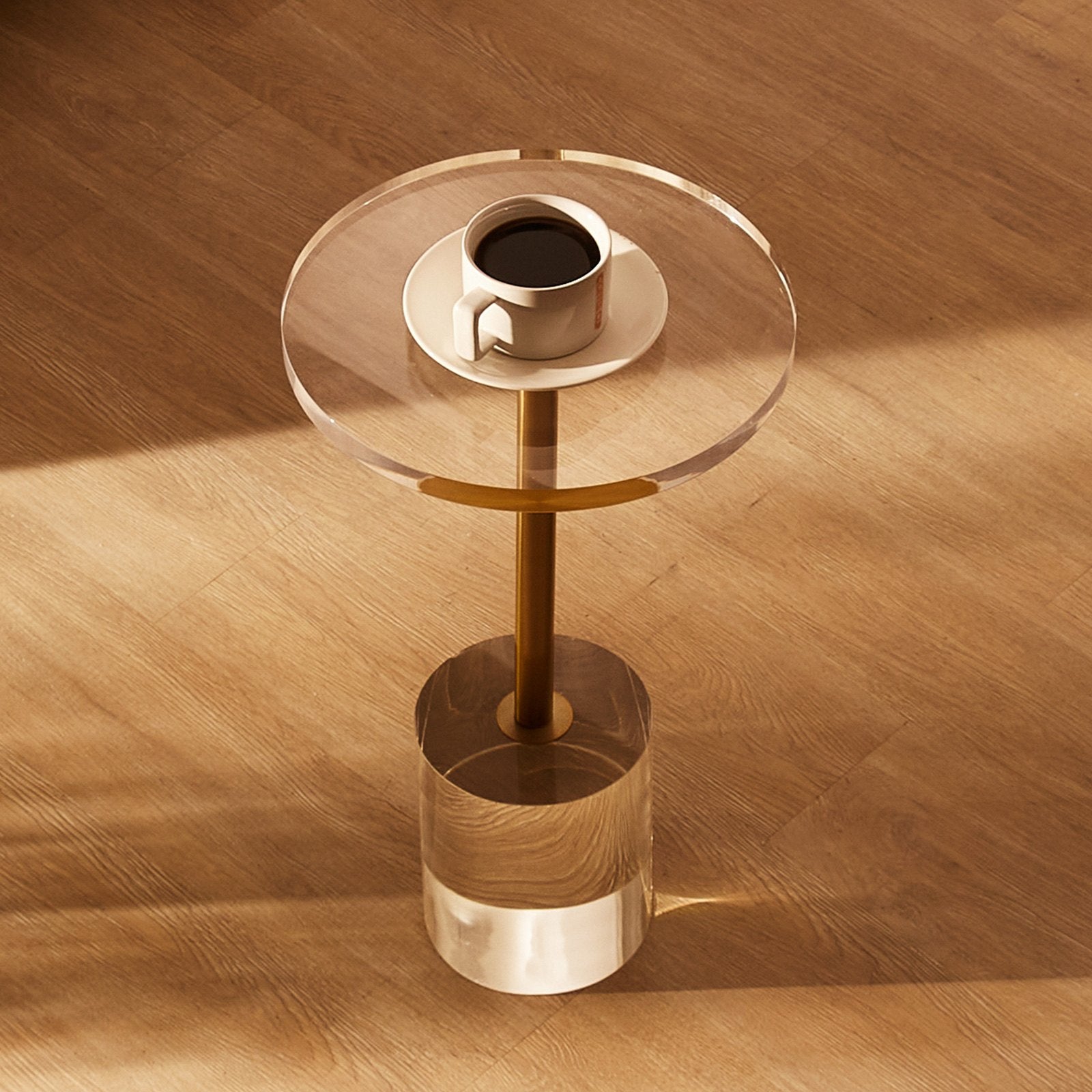 Clear Acrylic End Table, Acrylic Side Table with a Solid Base, 11.9 x 11.9 inch Round Tabletop, 21.4 inch V952-YKLBZYXTMSDGZLXAPV0