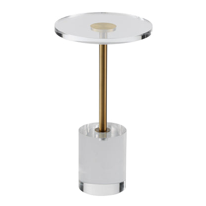 Clear Acrylic End Table, Acrylic Side Table with a Solid Base, 11.9 x 11.9 inch Round Tabletop, 21.4 inch V952-YKLBZYXTMSDGZLXAPV0