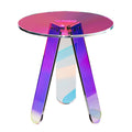 Round Iridescent Side Table, Acrylic End Table, Clear Rainbow Acrylic Coffee Table for Drink, Food, Snack V952-YKLBZYXXCSDGZR4CHV0