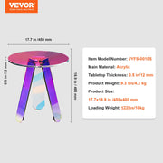 Round Iridescent Side Table, Acrylic End Table, Clear Rainbow Acrylic Coffee Table for Drink, Food, Snack V952-YKLBZYXXCSDGZR4CHV0