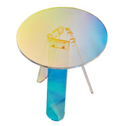 Round Iridescent Side Table, Acrylic End Table, Clear Rainbow Acrylic Coffee Table for Drink, Food, Snack V952-YKLBZYXXCSDGZR4CHV0
