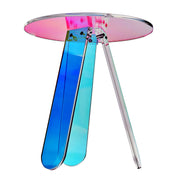 Round Iridescent Side Table, Acrylic End Table, Clear Rainbow Acrylic Coffee Table for Drink, Food, Snack V952-YKLBZYXXCSDGZR4CHV0