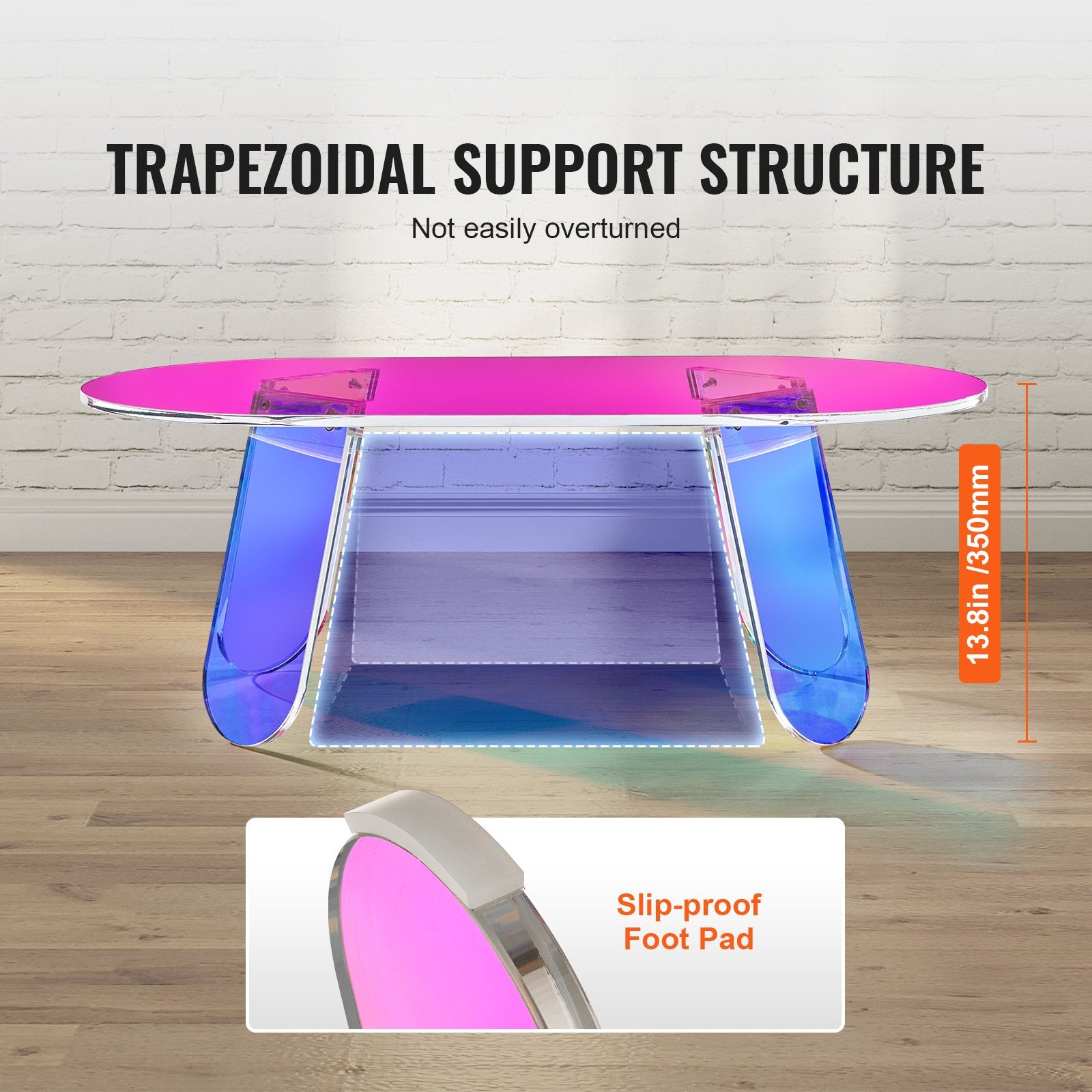 Acrylic Coffee Table, Iridescent Acrylic End Table, 13.8 inch high Colorful Acrylic Side Table, for Coffee, V952-YKLKFZTYXXCSDUW2OV0