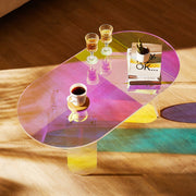 Acrylic Coffee Table, Iridescent Acrylic End Table, 13.8 inch high Colorful Acrylic Side Table, for Coffee, V952-YKLKFZTYXXCSDUW2OV0