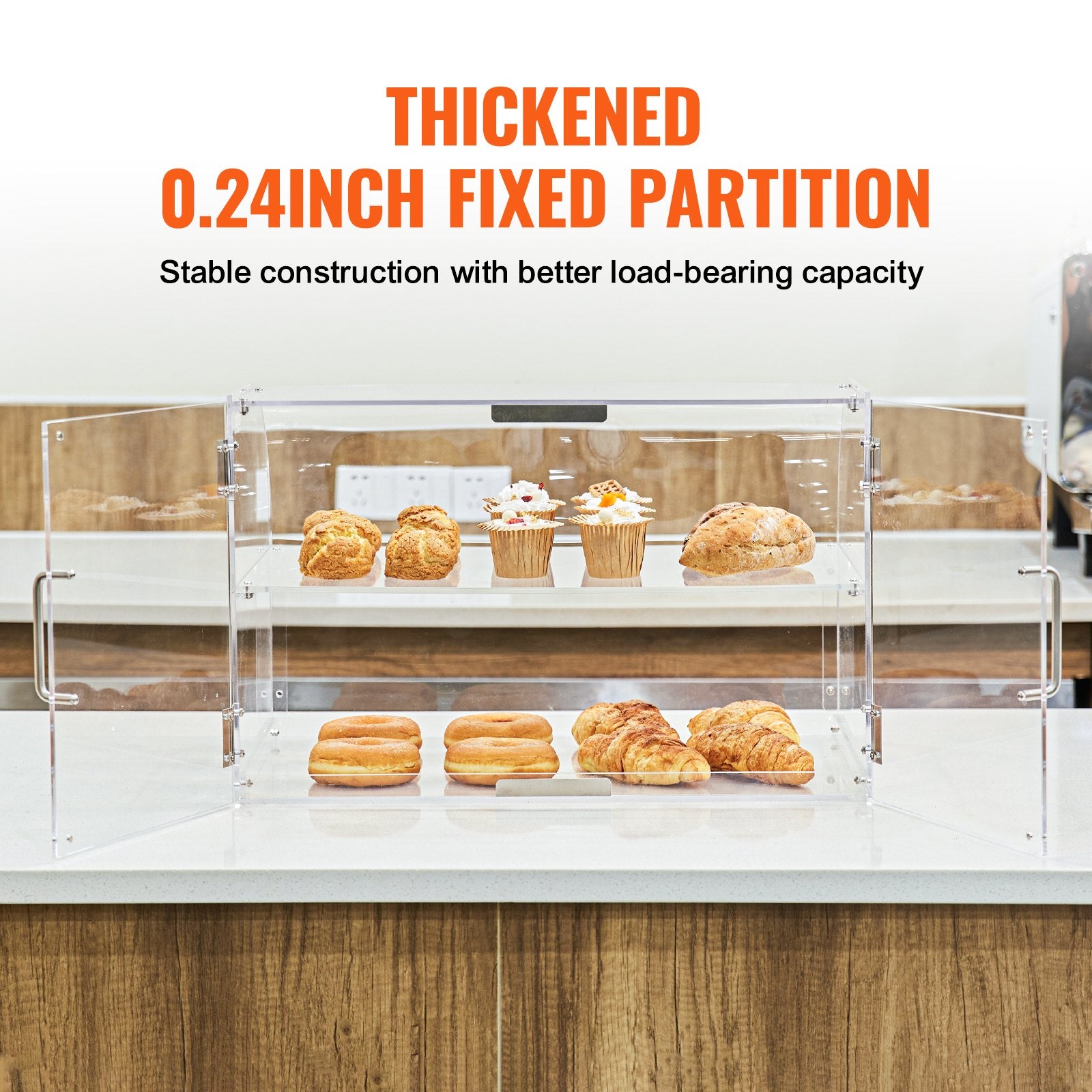 Pastry Display Case, 2-Tier Commercial Countertop Bakery Display Case, Acrylic Display Box with Rear Door V952-YKLMBZSJYKL2HBKHNV0