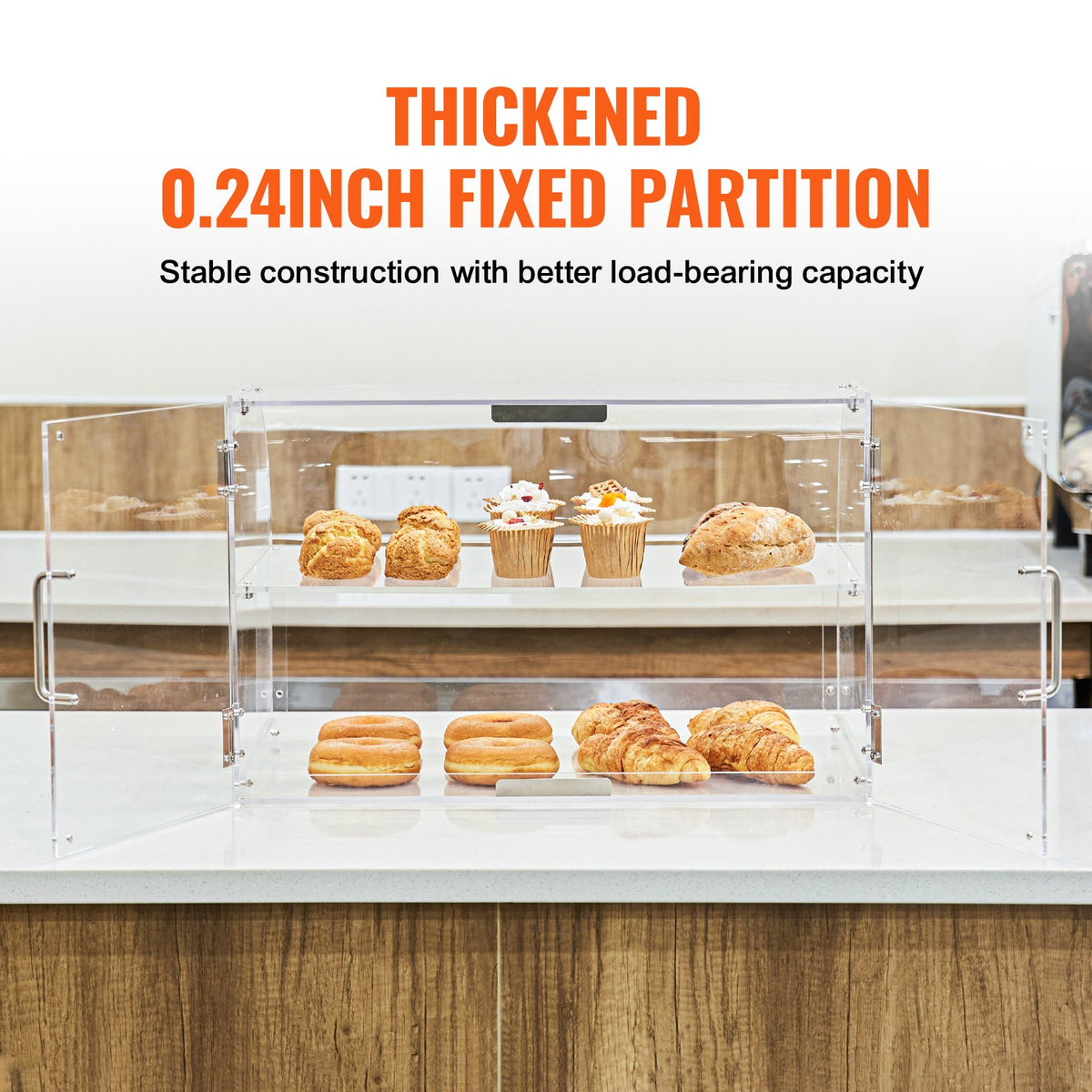 Pastry Display Case, 2-Tier Commercial Countertop Bakery Display Case, Acrylic Display Box with Rear Door V952-YKLMBZSJYKL2HBKHNV0