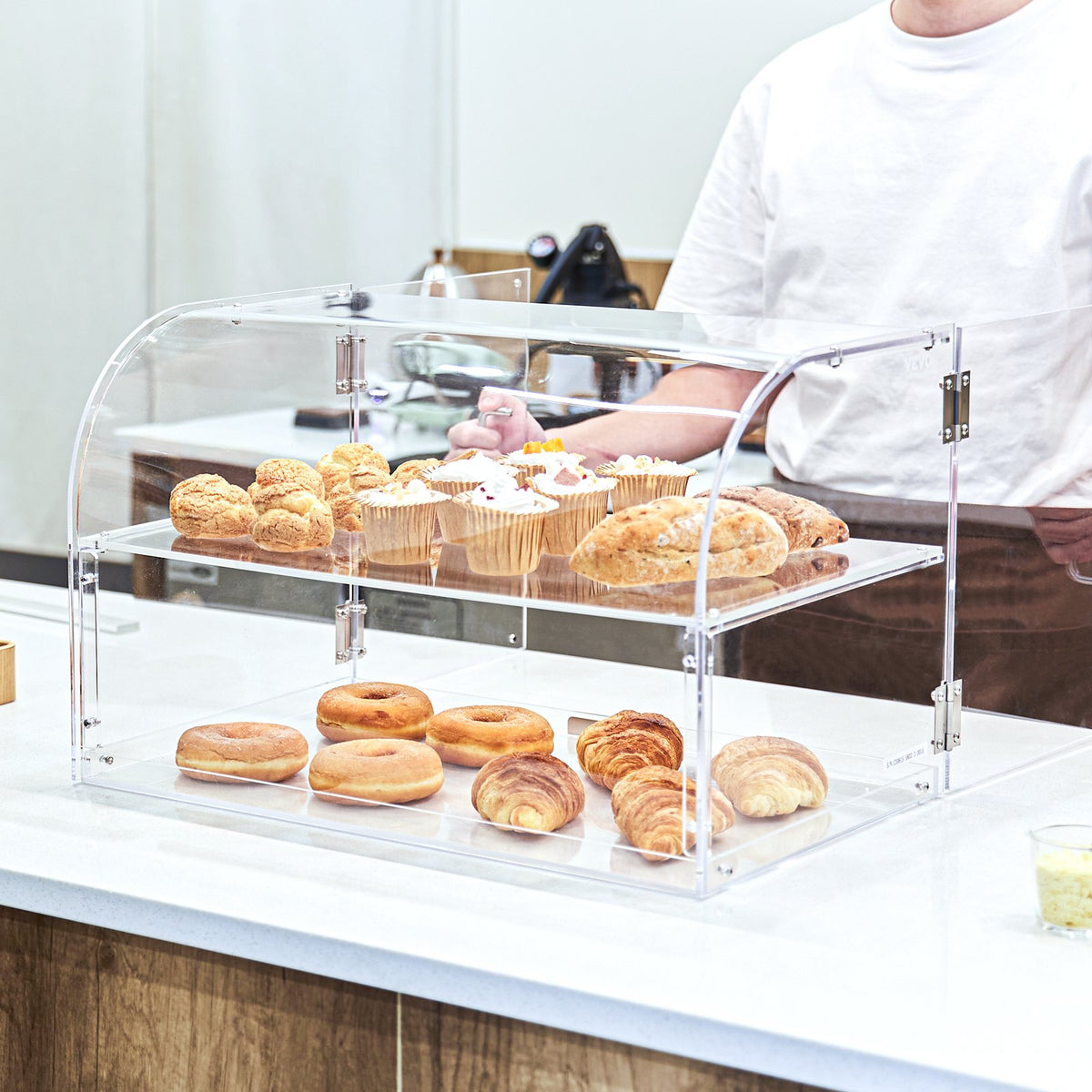Pastry Display Case, 2-Tier Commercial Countertop Bakery Display Case, Acrylic Display Box with Rear Door V952-YKLMBZSJYKL2HBKHNV0