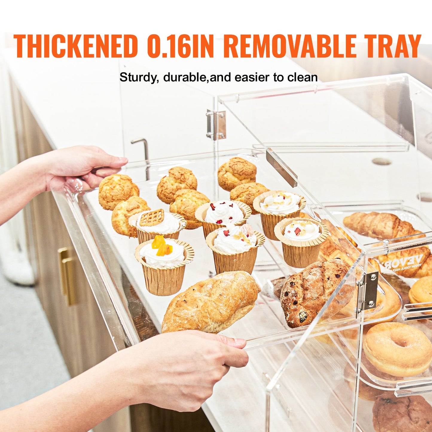 Pastry Display Case, 2-Tier Commercial Countertop Bakery Display Case, Acrylic Display Box with Rear Door V952-YKLMBZSJYKL2YEFSCV0