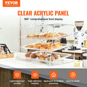 Pastry Display Case, 3-Tier Commercial Countertop Bakery Display Case, Acrylic Display Box with Rear Door V952-YKLMBZSJYKL3LWCW3V0