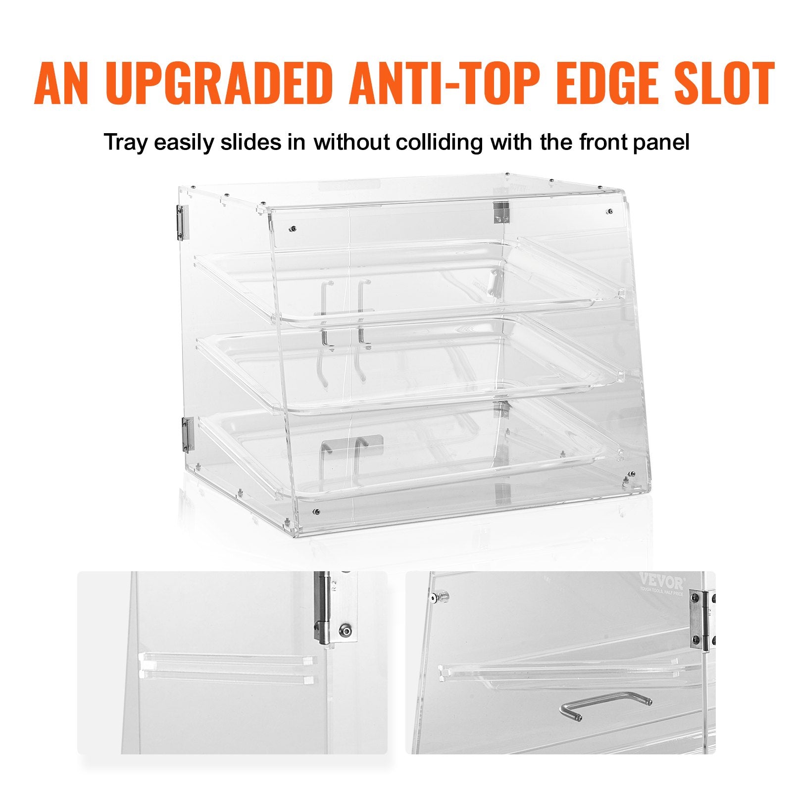 Pastry Display Case, 3-Tier Commercial Countertop Bakery Display Case, Acrylic Display Box with Rear Door V952-YKLMBZSJYKL3LWCW3V0