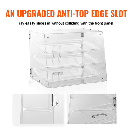 Pastry Display Case, 3-Tier Commercial Countertop Bakery Display Case, Acrylic Display Box with Rear Door V952-YKLMBZSJYKL3LWCW3V0