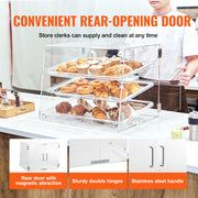 Pastry Display Case, 3-Tier Commercial Countertop Bakery Display Case, Acrylic Display Box with Rear Door V952-YKLMBZSJYKL3LWCW3V0