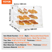 Pastry Display Case, 3-Tier Commercial Countertop Bakery Display Case, Acrylic Display Box with Rear Door V952-YKLMBZSJYKL3LWCW3V0