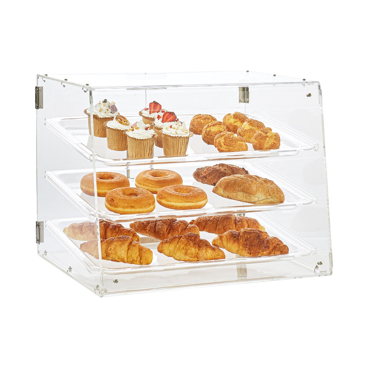 Pastry Display Case, 3-Tier Commercial Countertop Bakery Display Case, Acrylic Display Box with Rear Door V952-YKLMBZSJYKL3LWCW3V0
