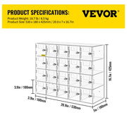 Acrylic Cell Phone Locker Box Storage Cabinet Pocket w/Keys 20 Slots Clear V952-YKLSJCWJSJB20Y5QIV0