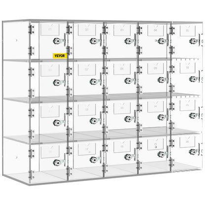 Acrylic Cell Phone Locker Box Storage Cabinet Pocket w/Keys 20 Slots Clear V952-YKLSJCWJSJB20Y5QIV0