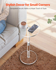 Acrylic Drink Table, Clear End Table Round Top with Solid Post, Modern Acrylic Cake Table Stand, Transparent V952-YKLZBZCZKYXYG8GBG001V0