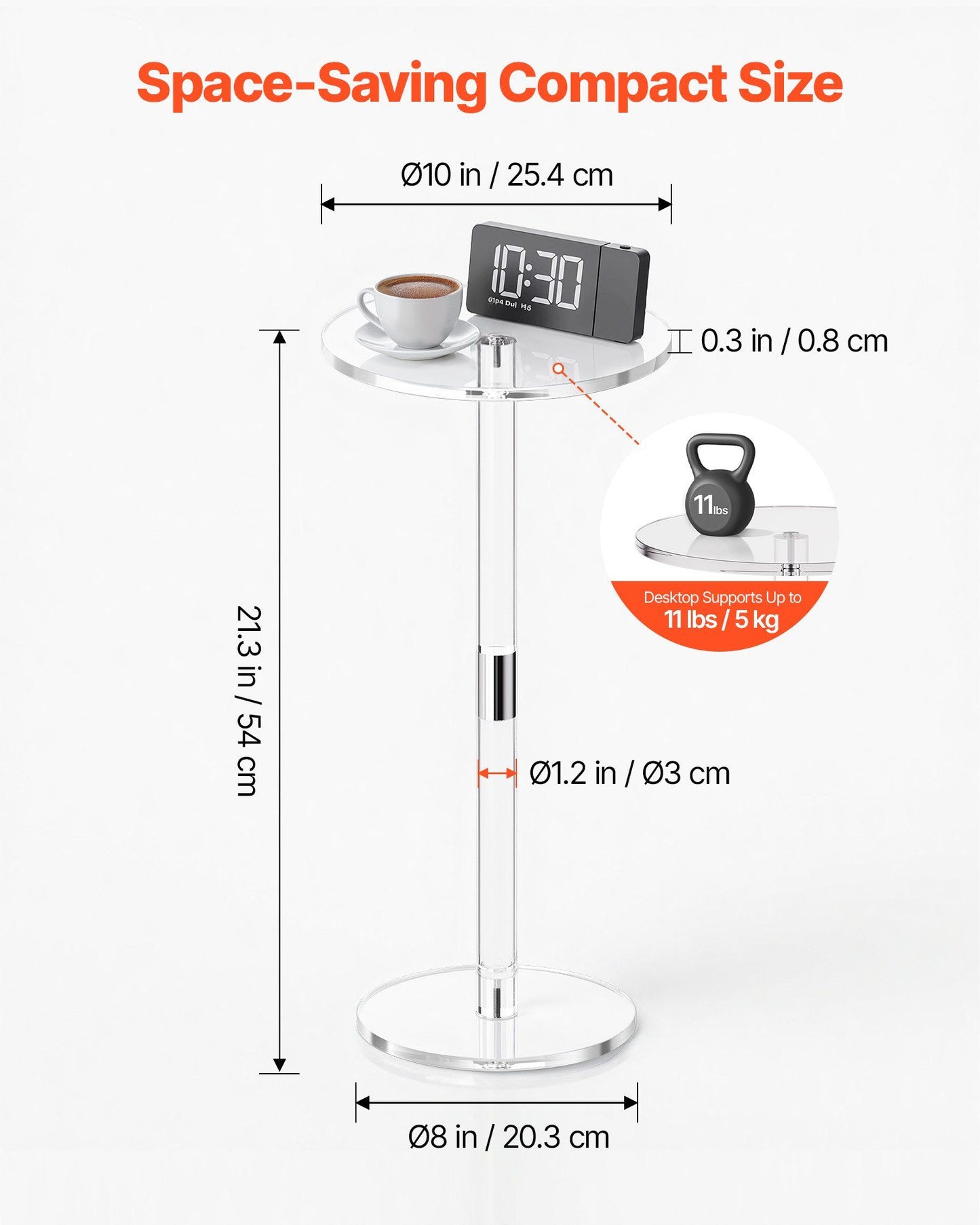 Acrylic Drink Table, Clear End Table Round Top with Solid Post, Modern Acrylic Cake Table Stand, Transparent V952-YKLZBZCZKYXYG8GBG001V0