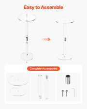 Acrylic Drink Table, Clear End Table Round Top with Solid Post, Modern Acrylic Cake Table Stand, Transparent V952-YKLZBZCZKYXYG8GBG001V0