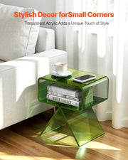 Acrylic Nightstand Side Table, Modern Clear Bedside Table with Storage Shelf, Transparent Small End Desk for V952-YKLZBZYTSJXESLMY4001V0
