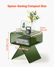 Acrylic Nightstand Side Table, Modern Clear Bedside Table with Storage Shelf, Transparent Small End Desk for V952-YKLZBZYTSJXESLMY4001V0