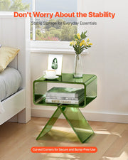 Acrylic Nightstand Side Table, Modern Clear Bedside Table with Storage Shelf, Transparent Small End Desk for V952-YKLZBZYTSJXESLMY4001V0