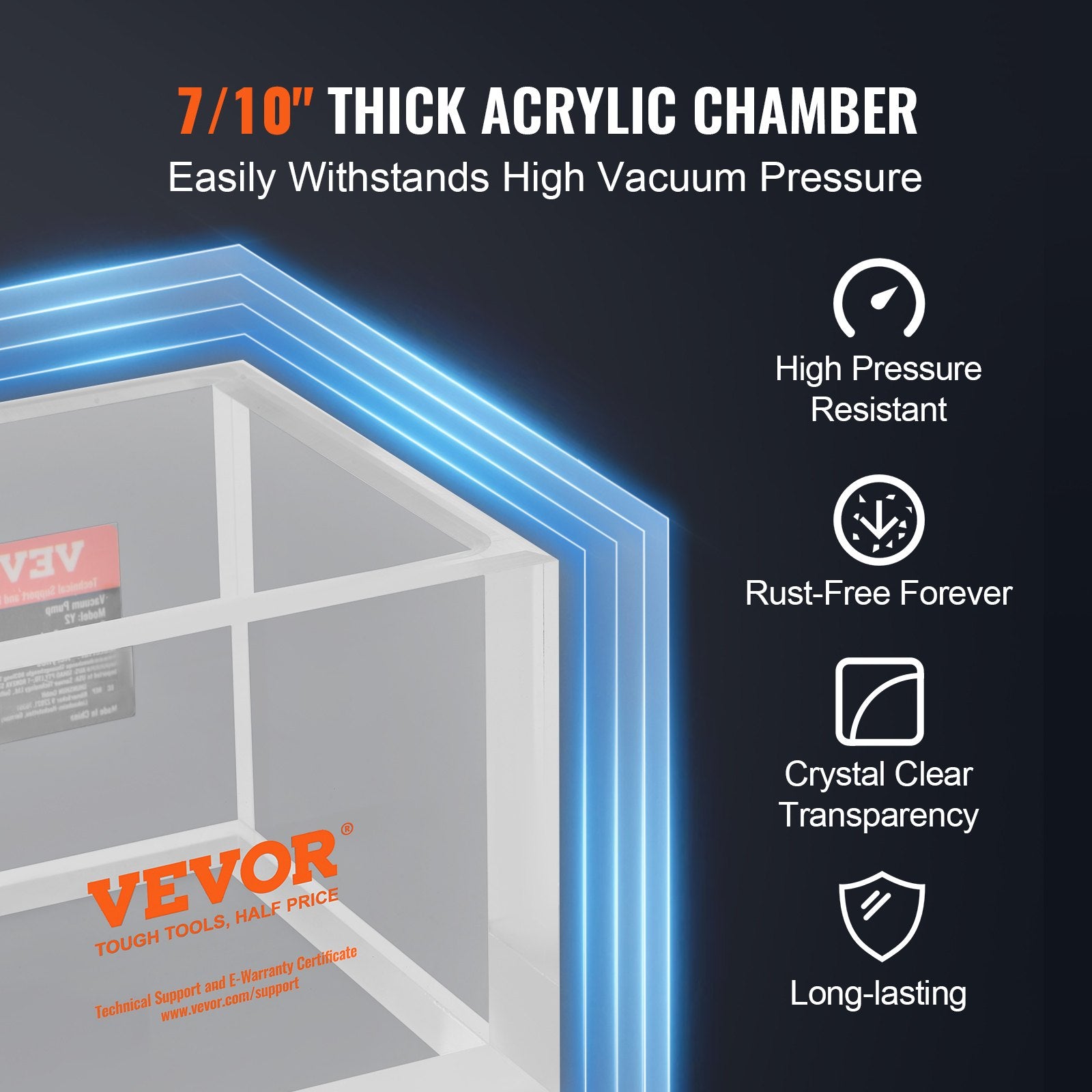 2 Gallon Vacuum Chamber, Upgraded Multipurpose Acrylic Vacuum Degassing Chamber, Transparent Vacuum Chamber, V952-YKLZKQYKL2GAAHHNZV0
