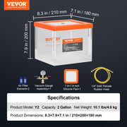 2 Gallon Vacuum Chamber, Upgraded Multipurpose Acrylic Vacuum Degassing Chamber, Transparent Vacuum Chamber, V952-YKLZKQYKL2GAAHHNZV0