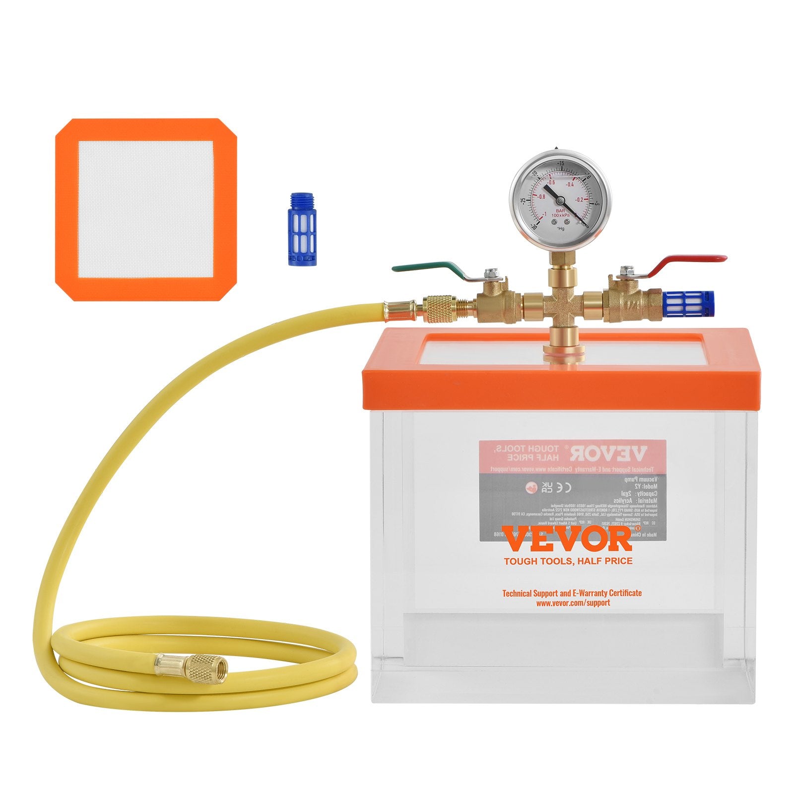 2 Gallon Vacuum Chamber, Upgraded Multipurpose Acrylic Vacuum Degassing Chamber, Transparent Vacuum Chamber, V952-YKLZKQYKL2GAAHHNZV0