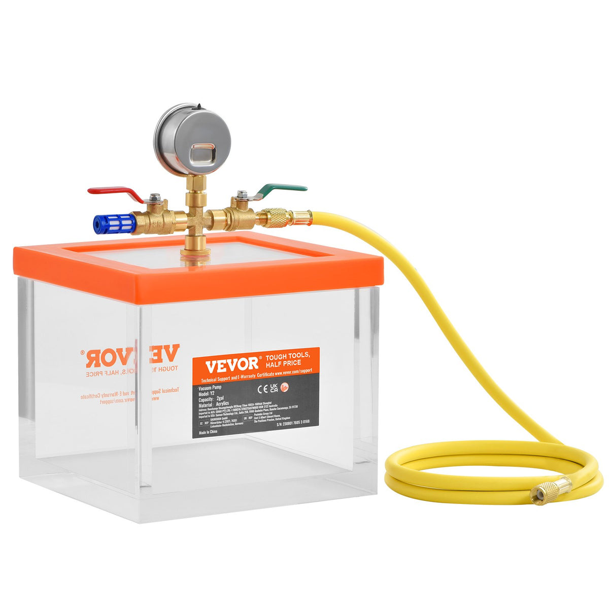 2 Gallon Vacuum Chamber, Upgraded Multipurpose Acrylic Vacuum Degassing Chamber, Transparent Vacuum Chamber, V952-YKLZKQYKL2GAAHHNZV0